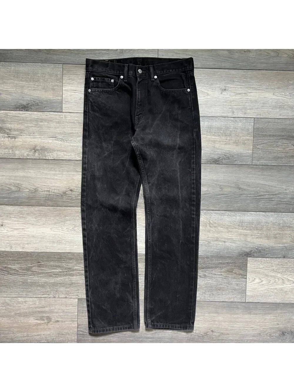 Vintage Levi's Men's 31x32 505 Straight Fit Jeans Black Wash Faded Denim Y2K